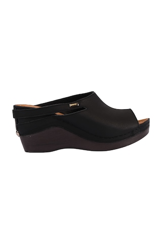 Napa Shoes Ortopedik Konforlu Dolgu Topuk Ayarlanabilir Açık Burun Terlik Napa-1001 Siyah