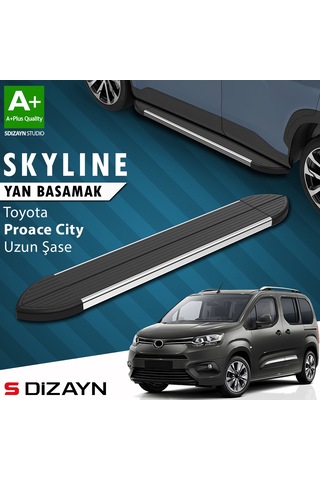S-dizayn Toyota Proace City Uzun Şase Skyline Krom Yan Basamak 213 Cm 2018 Üzeri A+ Kalite