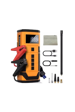 Taşınabilir Araç Akü Takviye Cihazı Jump Starter & 150 Psı Dijital Ekranlı Akıllı Hava Kompresörü 1 Adet