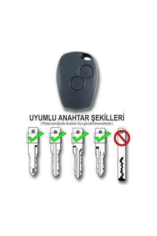 Renault Uyumlu Trafic Master Kangoo Dacia Sandero Duster Kumanda Kabı 2 Buton Araba Anahtarı Oto Anahtar