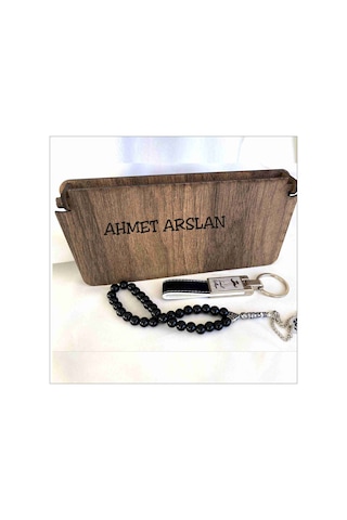 Sevgiliye Ahşap Kutuda Tesbih- Anahtarlık