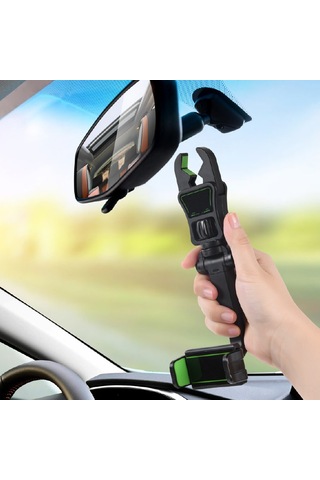 Yifomall Siyah-gri Araç İçin Yüksek Dayanıklı Kol Saçaklı Telefon Tutucu, Kolay Kullanıma Uygun, Evrensel Navigasyon Sabitleyici Siyah