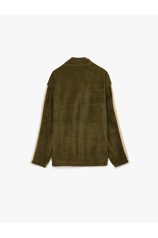 Koton Renk Bloklu Yarım Fermuarlı Yaka Polar Sweatshirt Haki 6wam70152mk Haki