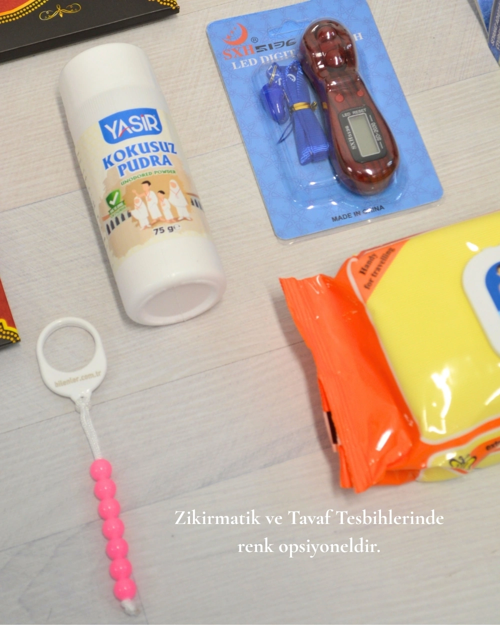 Kadın İhram Seti Abdest Çoraplı, Pudralı, Zikirmatikli, Full Umre Seti