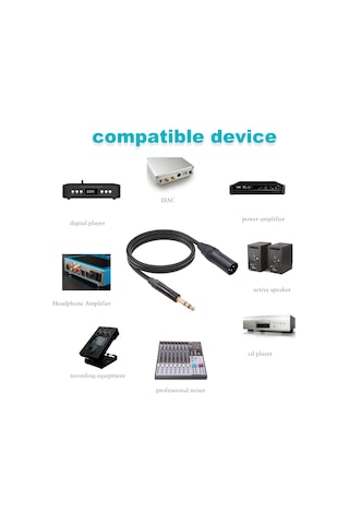 Wezone Zink Alaşımlı Kabuklu 6.35mm Trs-xlr Erkek Mikrofon Ses Kablosu, Altın Kaplama, Bakır Tel, 1.8m, Hızlı Bağlan Tc203km