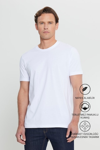 AC&Co / Altınyıldız Classics 4A4800000001BYZXS Slim Fit Bisiklet Yaka Kısa Kol Pamuklu Erkek Tişört Beyaz
