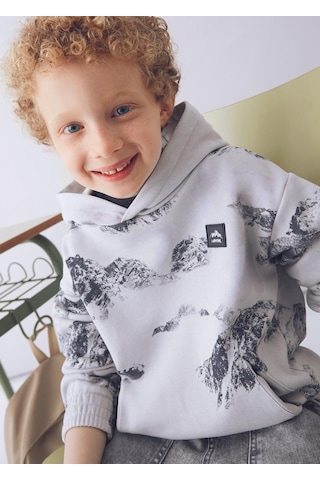 Mayoral Erkek Çocuk Baskılı Kapşonlu Sweatshirt Gri