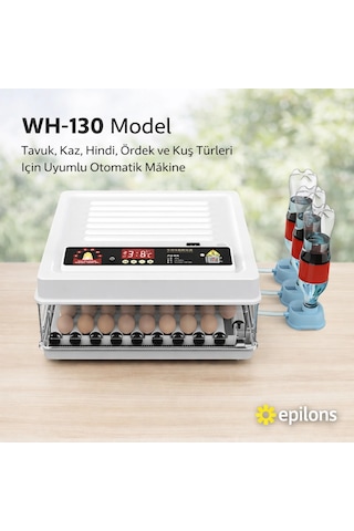 Wh-130 Kuluçka Makinesi -tavuk Kaz Hindi Ördek Ve Kuş Türleri Uyumlu Yedek Motor Hediyeli