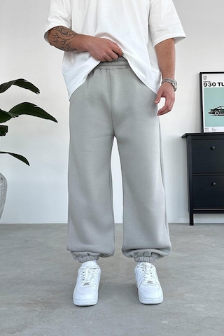 Gri Cozy Basic Paça Lastik Oversize Eşofman Gri