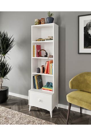 Kznhome Akasya Çekmeceli Kitaplık Beyaz - Tamamı 1. Kalite Mdf