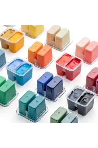 Hımı Twin Cup Gouache Set 48 Renk X 12 Gr Guaj Boya Green Case Karışık Renkli