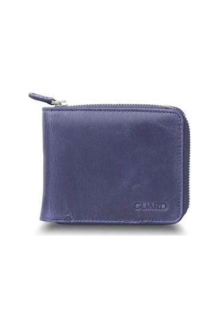Guard Antique Navy Blue Zipper Horizontal Mini Leather Wallet - Grd2403xw22460 Mavi
