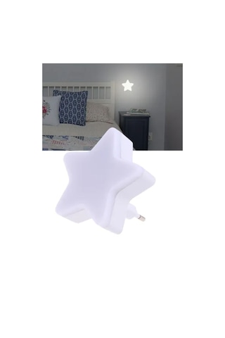 Mini Yıldız Gece Lambası Led Sensörlü Priz Işık Bebek Çocuk Yatak Odası Için Gece Işığı Beyaz