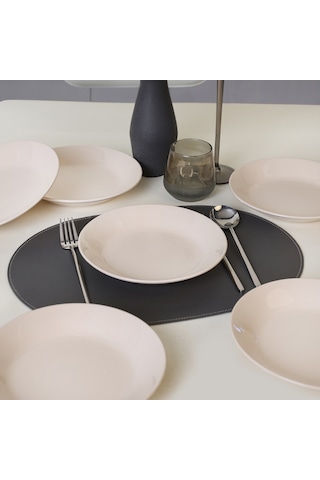 Keramika Krem Hitit Yemek Tabağı 21 Cm 6 Adet 030