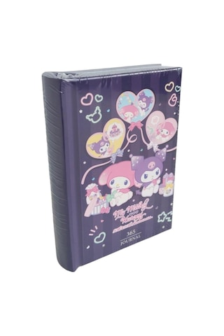 Victori's Journals Vj Kuromi-my Melodi Lisanslı 365 Günlük 368 Sayfa A7 Ebatında Gümüş Varaklı Kenarlı Defter Mor