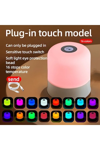 Boatshop1 Modern Dokunmatik Kontrollu 16 Renk Led Komodin Lambasi Uzaktan Kumandali 3 Mod Usb Sarj Edilebilir Pil Yatak Oturma Odasi Ve Kamp Icin Ahşap