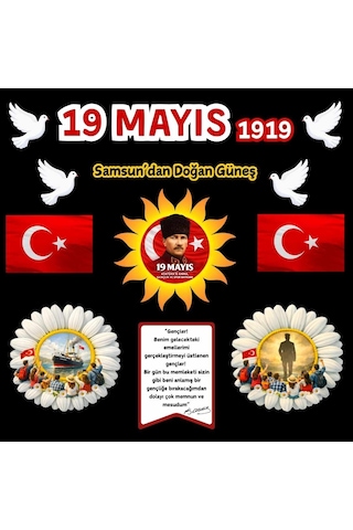 19 Mayıs Atatürk'ü Anma Gençlik Ve Spor Bayramı Panosu Figür Seti Hazır Kesim Sınıf Süsü 02 7