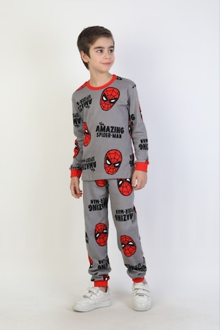 Bunny Hopp Erkek Çocuk Uzun Kollu %100 Pamuk Interlok Kumaş Manşetli Pijama Takımı Gri