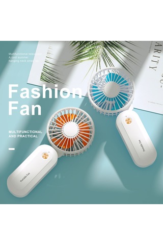 Kangvka F-158 Mavi Mini Kollük Fan - 35cm Askı Kablosu, Tek Tuş Kontrol, 3 Hız Seviyesi, 1200mah Li-pil, Elden Bağımsız Soğutma