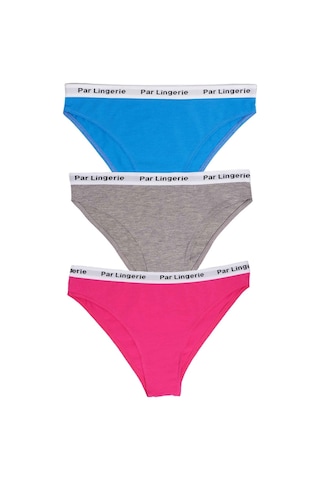 Parlingerie Kadın 3lü Slip Külot Mavi-gri-fuşya Mavi - Gri - Fuşya