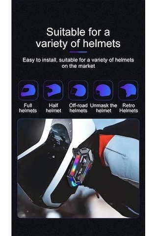 Motoyel Y20 5.3 Motosiklet Kask Bluetooth Kulaklık Intercom Işıklı