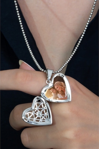 Fotoğraflı İçi Açılır Kapaklı Kalp Şeklinde Paslanmaz Çelik Kolye
