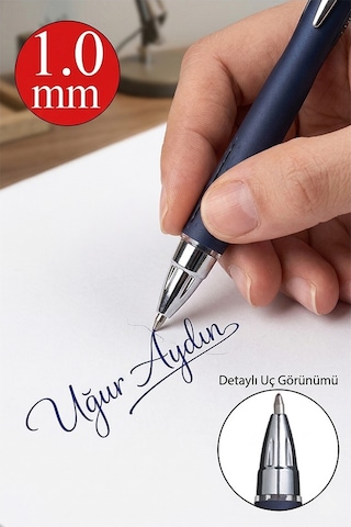 Mavi Jel Uçlu Pilot Kalem 5 Adet Uniball Jetstream Sxn-210 1.0 Mm Basmalı Pilot Kalem Roller Uçlu Likit Mürekkepli