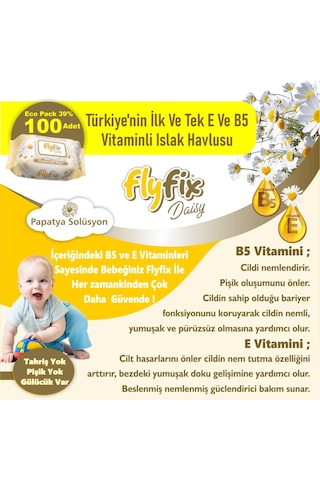 Flyfix Daisy 12 Li 1200 Yaprak Islak Mendil Bebek Havlusu Papatya Kokulu
