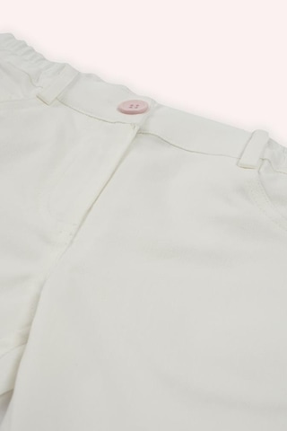 Panço Kız Çocuk Beli Lastikli Pantolon Beyaz