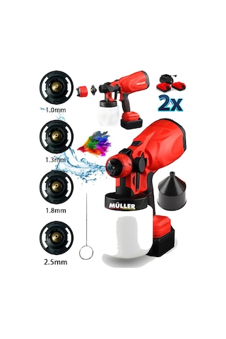 Pro Müller Pro 36 V 5 Ah Çift Metal Şanzıman 2 Akülü Yüksek Boya Ve İlaçlama Tabancası