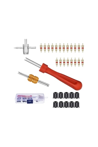 Mufunye Valf Göbeği Sökücü Onarım Aleti Kiti Çift Ve Tek Kafalı Valf Göbeği Sökücü , 33 Parça