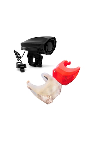 Plus 120 Desibel Dijital Pilli Korna 120 Dsb ve Silikon Far Seti Siyah - Kırmızı