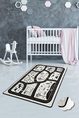 Black Cıty Çocuk Ve Bebek Halısı Yıkanabilir ,kaymaz Taban Leke Tutmaz Djth No Color