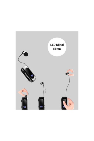 Dijital Göstergeli Bluetooth Kulaklık Klipsli Ve Şık Tasarım Yeni Nesil Diğer