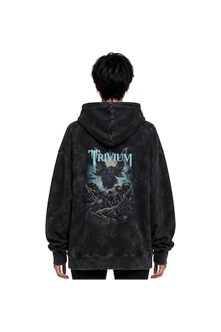 Sevbano Trivium Rock Metal Müzik Grubu Baskılı Unisex Oversize Yıkamalı P Siyah
