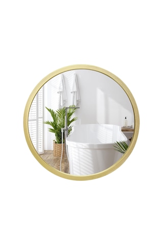 50,8 Cm Çerçeveli Yuvarlak Altın Ayna - Banyo, Yatak Odası, Antre, Oturma Odası İçin Büyük Daire Aynası - Duvar Dekoru İçin Büyük Dairesel Modern Ayna