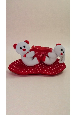 Sevgililer Gününe Özel Love Yazılı Çift Ayıcıklı Yastık 32 Cm