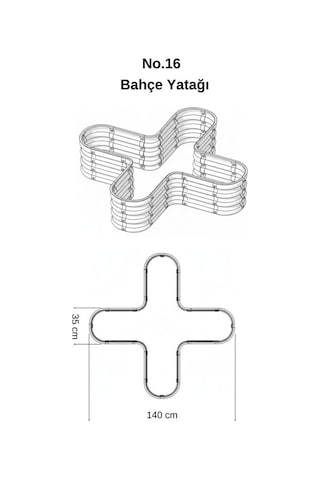 Modüler Yükseltilmiş Bahçe Sebze Yatağı No:16 140x140 Gri