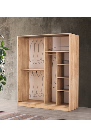 Beenal Venüs Sürgülü Gardırop 180 Cm - Lefkas Ceviz-Beyaz