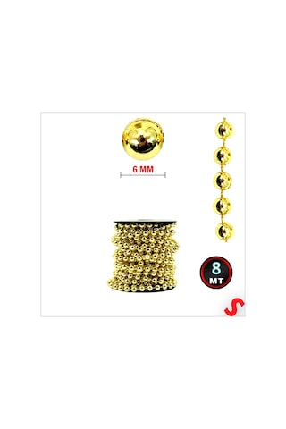 Zincir Boncuk Makara, 6mm X 8mt - Altın 1+