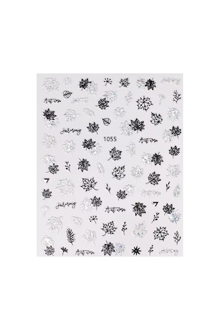 Gümüş Holografik Yaprak Dizayn Tırnak Sticker Tırnak Etiketi Nail Art Jo-1055s