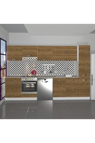 Decoraktiv Elite 325y Ankastre Fırın Modüllü Mdf Hazır Mutfak Dolabı - Tezgah Dahil - Naturel Pera Meşe