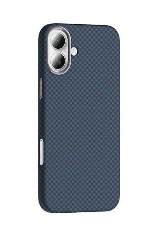 Apple Uyumlu iPhone 16 Kılıf M-safe Şarj Özellikli Karbon Fiber Görünümlü Gros Kılıf Lacivert Lacivert