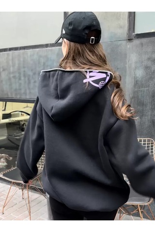 Paradise Oversize Zip-up Graffiti Hoodie - Full Face Zip Gri