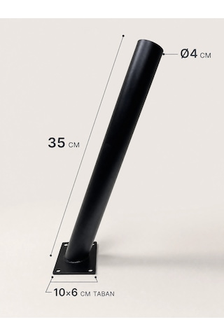 35 Cm Siyah Metal Dış Mekan Sokak Armatürü Montaj Konsolu 4 Cm Boru 10x6 Cm Tabanlı Diğer