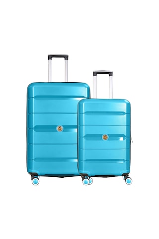 Npo Diamond Pp Polipropilen Büyük Ve Orta Boy 2li Kırılmaz Valiz Seti - Turkuaz Turkuaz