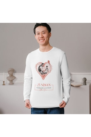 Alpşan Ticaret 23 Nisan Tişört 23 Nisan T-shirt Beyaz Çocuk Yetişkin Tişört Unisex T-shirt Çocuk Bayramı 16 Beyaz