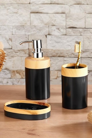 Flosoft Bambu Desenli Yuvarlak 5'li Banyo Seti 001