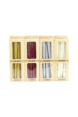 4pcs Candle Metalik Renkler Şamdan Mum 25cm 5047 Çok Renkli