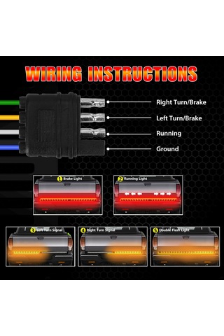 Youtek Pickup Kuyruk Lambası Akıcı Balık Kemiği Fren Ve Sinyal Işığı 12-24v Geniş Voltajlı 1.8m